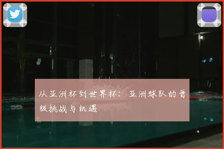 从亚洲杯到世界杯：亚洲球队的晋级挑战与机遇